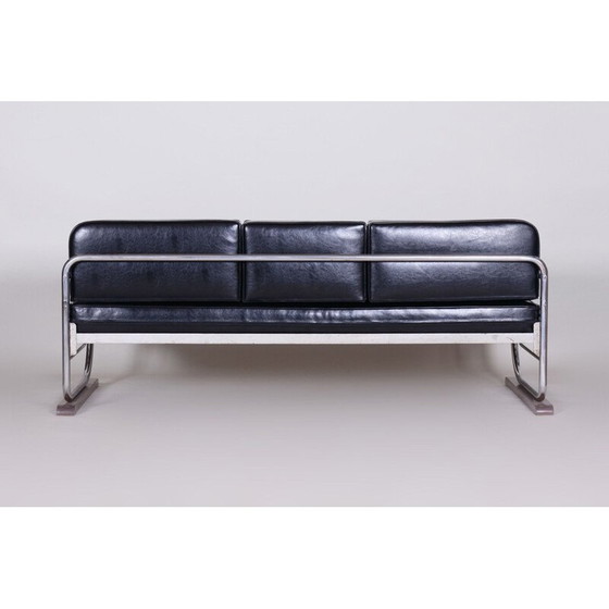 Image 1 of Vintage 3-seat black sofa by Robert Slezak for Slezak Factories, 1930