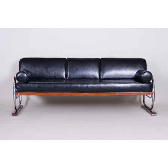 Image 1 of Vintage 3-seat black sofa by Robert Slezak for Slezak Factories, 1930