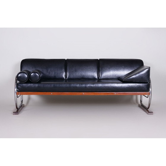 Image 1 of Vintage 3-seat black sofa by Robert Slezak for Slezak Factories, 1930