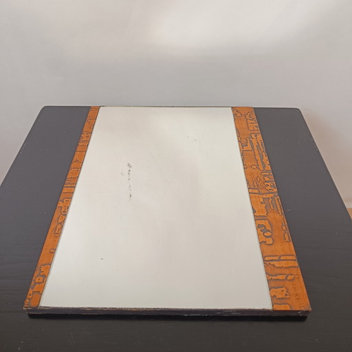 Mid - Century Mirror - Copper Relief