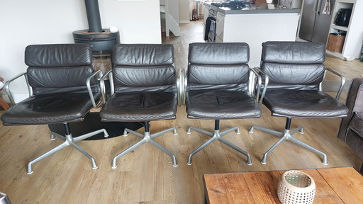 4x Vitra EA208 padded chair by Charles & Ray Eames