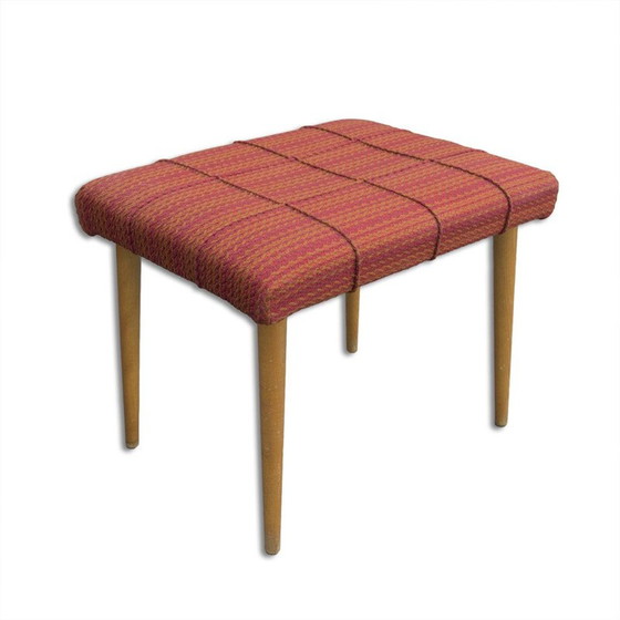 Image 1 of Mid century beech wood and fabric footrest, Czechoslovakia 1960s