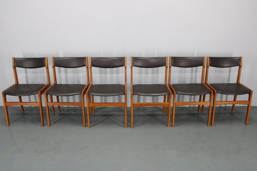 1960S Set Of 6 Teak Dining Chairs In Leatherette , Denmark