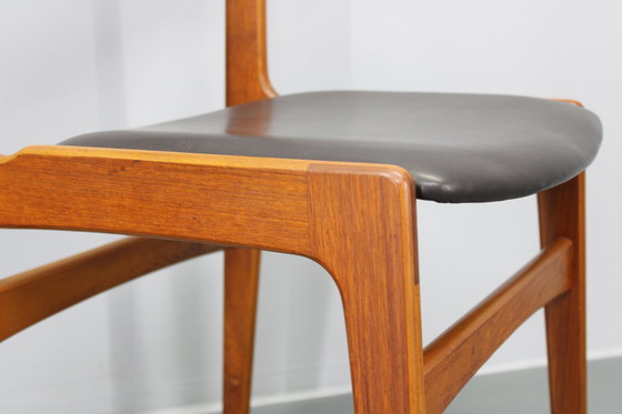 Image 1 of 1960S Set Of 6 Teak Dining Chairs In Leatherette , Denmark