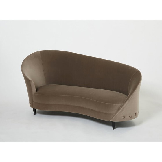Image 1 of Vintage taupe velvet sofa by Federico Munari, 1960