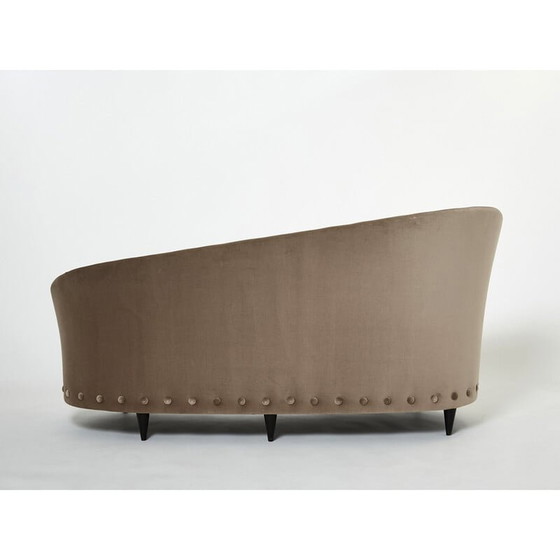 Image 1 of Vintage taupe velvet sofa by Federico Munari, 1960