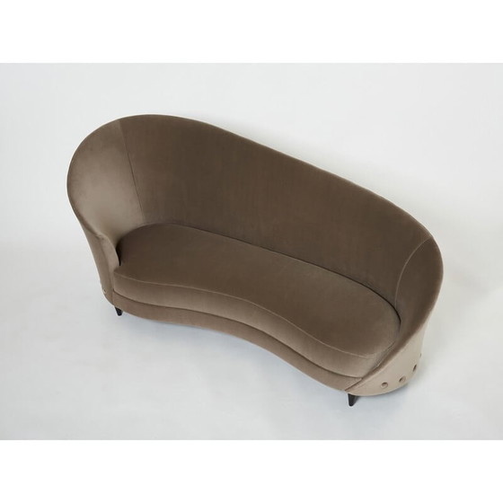 Image 1 of Vintage taupe velvet sofa by Federico Munari, 1960
