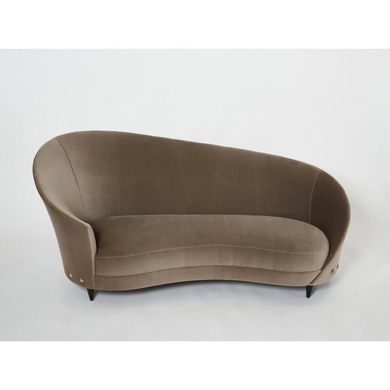 Image 1 of Vintage taupe velvet sofa by Federico Munari, 1960