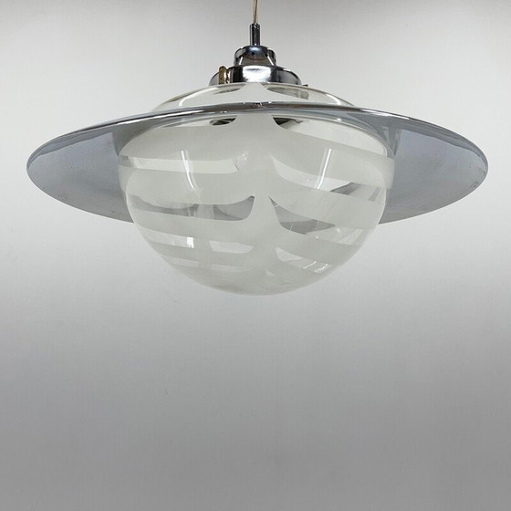 Image 1 of Vintage Saturn pendant lamp in Murano glass and chrome, Italy 1970s