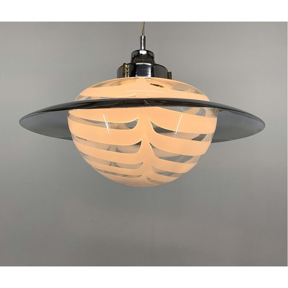 Image 1 of Vintage Saturn pendant lamp in Murano glass and chrome, Italy 1970s