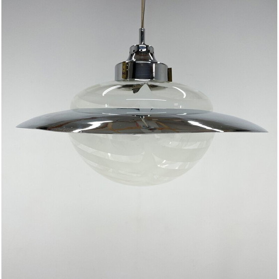 Image 1 of Vintage Saturn pendant lamp in Murano glass and chrome, Italy 1970s