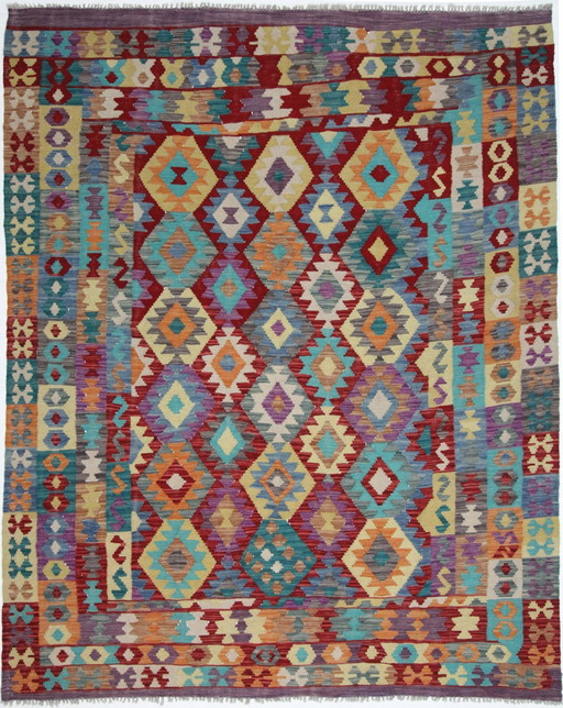 Original Old Style Kelim Afghan 248 X 196 Cm Top Condition