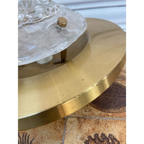 Image 1 of Lampada da soffitto vintage in vetro di Murano e ottone modello "Pompeo" di Angelo Brotto per Esperia, 1980