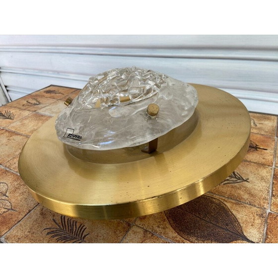 Image 1 of Lampada da soffitto vintage in vetro di Murano e ottone modello "Pompeo" di Angelo Brotto per Esperia, 1980