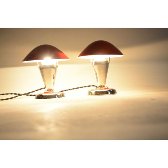 Image 1 of Coppia di lampade da tavolo vintage rosse Napako, anni '30