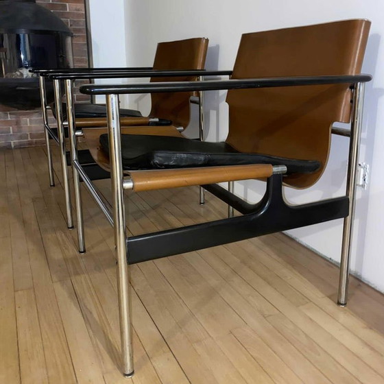 Image 1 of Charles Pollock Paire De Fauteuils Lounge Par Charles Pollock Pour Knoll Paire De Fauteuils Des Années 60 Par Charles Pollock En