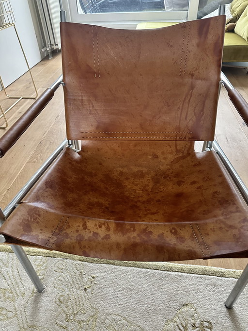 2X Martin Visser 60s Sz.02 Chairs In Brown Gear Leather