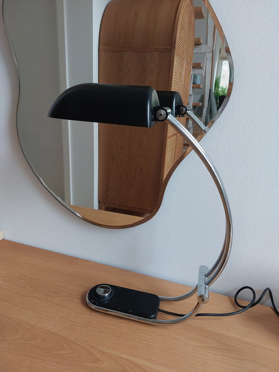 Image 1 of Lampada da tavolo vintage Hillebrand cromata nera anni '70, stile Space Age