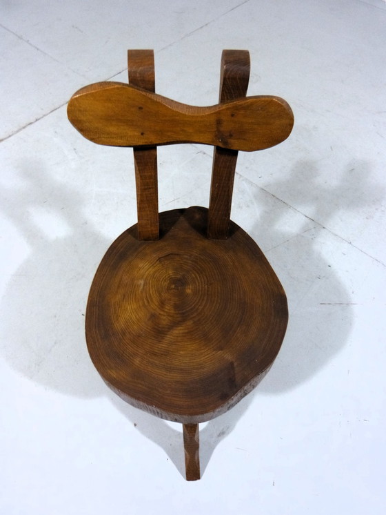 Image 1 of Brutalist oak plant table side table