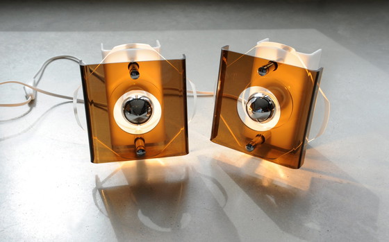 Image 1 of Set of 2 Herda plexiglass space age wall lamps