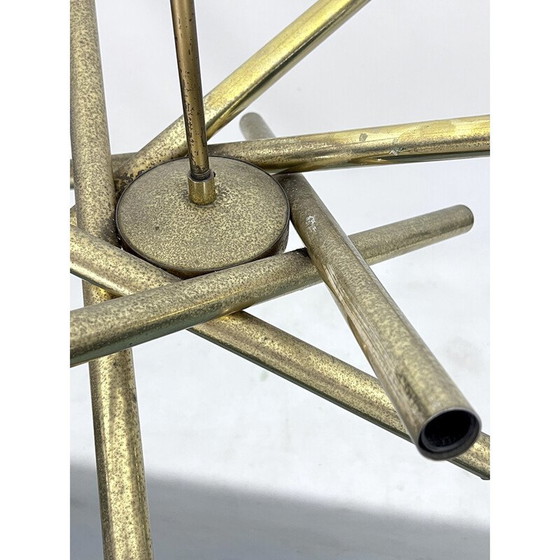 Image 1 of Vintage 12-light brass chandelier by Stilnovo, Italy 1960