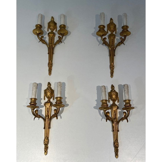 Image 1 of Set of 4 vintage bronze wall lights, France 1940