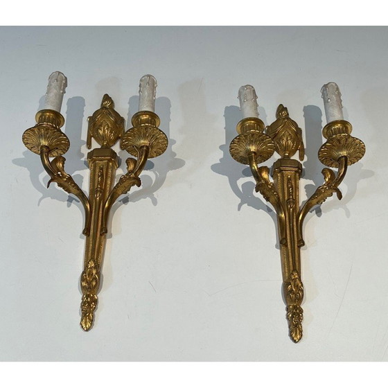 Image 1 of Set of 4 vintage bronze wall lights, France 1940