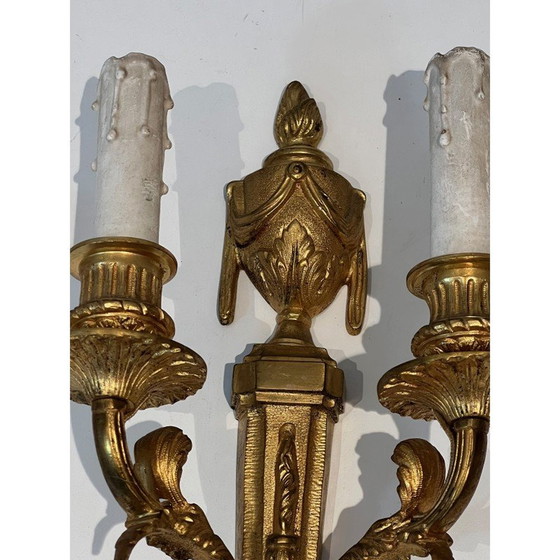 Image 1 of Set of 4 vintage bronze wall lights, France 1940