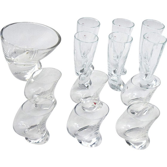 Image 1 of Vintage glass and crystal drinking set by Angelo Mangiarotti for Cristallerie Il Colle, 1970