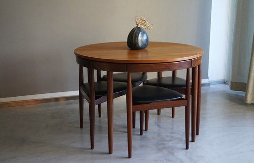 Iconic Roundette dining set by Hans Olsen, Danish Midcentury