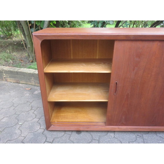 Image 1 of Vintage low sideboard with 3 sliding teak doors, Denmark 1960