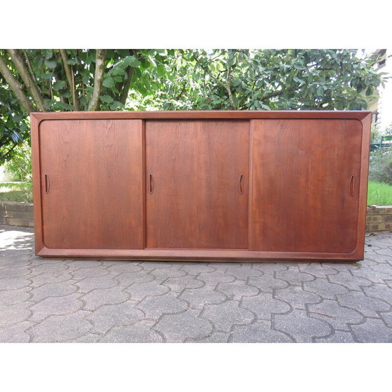 Image 1 of Vintage low sideboard with 3 sliding teak doors, Denmark 1960