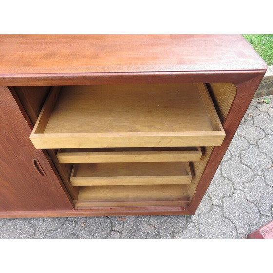 Image 1 of Vintage low sideboard with 3 sliding teak doors, Denmark 1960