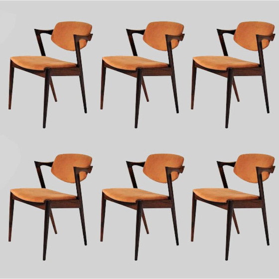 Image 1 of Set of 6 vintage rosewood dining chairs by Kai Kristiansen for Schous Møbelfabrik, 1960s