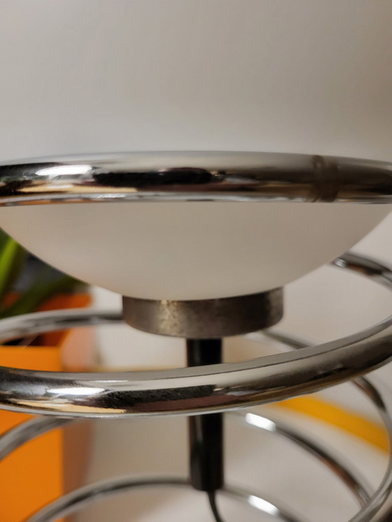 Image 1 of Vintage Spiral Or Spring Lamp, Woja, Chrome And Opaline Bulb, Netherlands, 1970s