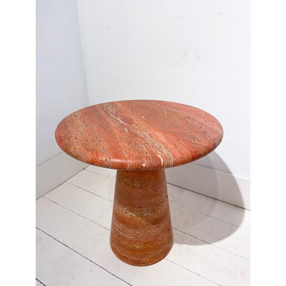 Image 1 of Pair of vintage red travertine side tables, Italy
