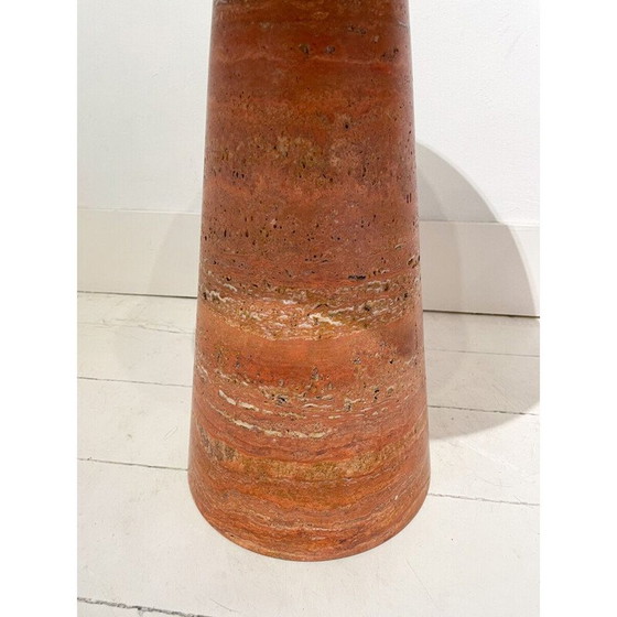 Image 1 of Pair of vintage red travertine side tables, Italy