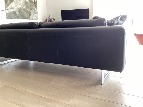 Image 1 of Roche Bobois black leather corner sofa