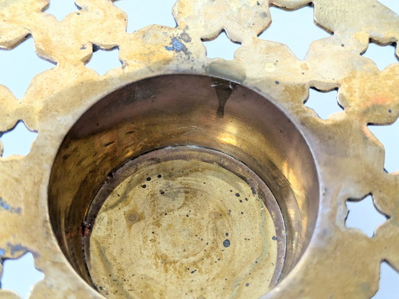 Image 1 of 4 X Tea Light Holders | Brass Stars Motive | Vintage Christmas Decor