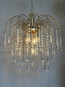 Xxl Vintage Teardrop Chandelier Now Pendant Lamp Transparent Pears Brass Frame