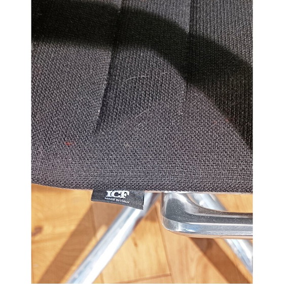 Image 1 of Vintage aluminum and black chrome fabric armchair by Icf