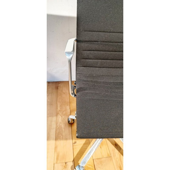 Image 1 of Vintage aluminum and black chrome fabric armchair by Icf