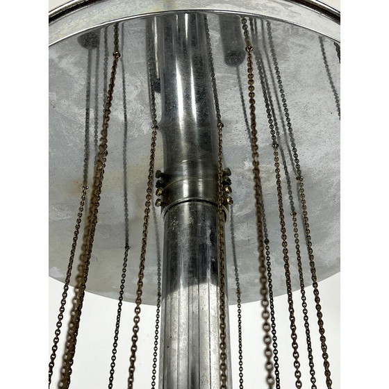 Image 1 of Vintage chrome and glass chandelier for Sciolari, Italy 1960