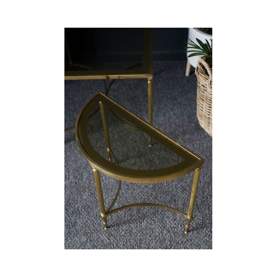 Image 1 of Tavolino vintage in ottone e vetro, Francia 1970