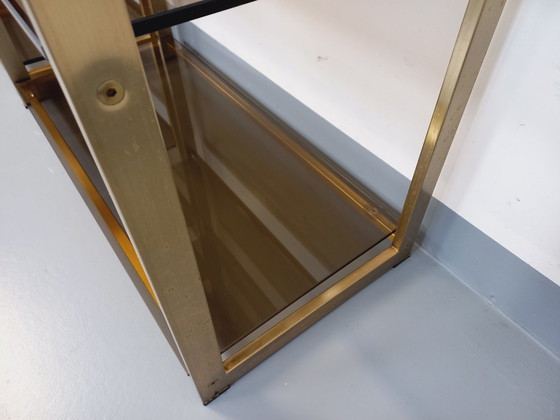 Image 1 of Artelano Vintage Bookshelves in Gilded Metal and Smoked Glass from the 70s, 3 Independent Parts