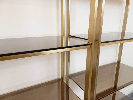 Image 1 of Artelano Vintage Bookshelves in Gilded Metal and Smoked Glass from the 70s, 3 Independent Parts