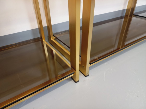 Image 1 of Artelano Vintage Bookshelves in Gilded Metal and Smoked Glass from the 70s, 3 Independent Parts
