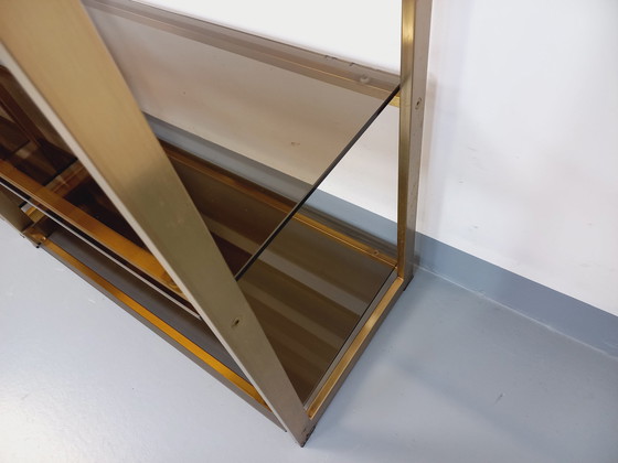 Image 1 of Artelano Vintage Bookshelves in Gilded Metal and Smoked Glass from the 70s, 3 Independent Parts