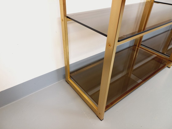 Image 1 of Artelano Vintage Bookshelves in Gilded Metal and Smoked Glass from the 70s, 3 Independent Parts