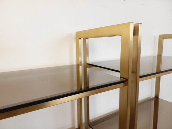 Image 1 of Artelano Vintage Bookshelves in Gilded Metal and Smoked Glass from the 70s, 3 Independent Parts